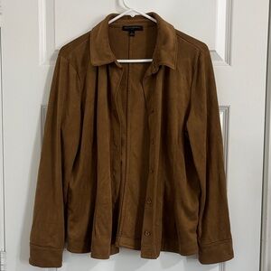 Vegan suede Banana Republic brown faux suede shirt jacket very soft size L
